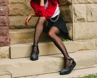 A9944L Black Pointed Spiderweb Glow Sandal