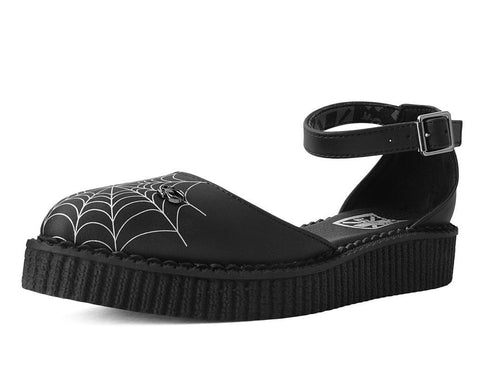 A9944L Black Pointed Spiderweb Glow Sandal