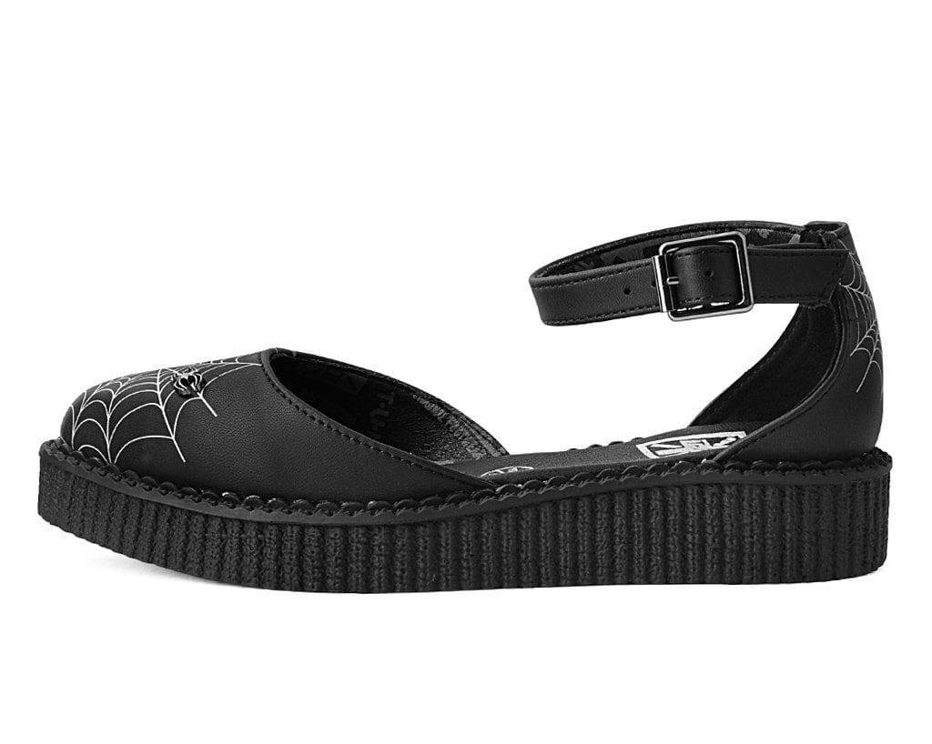 A9944L Black Pointed Spiderweb Glow Sandal
