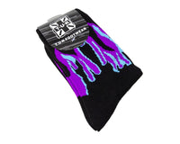 TSK1063 Black Purple & Grey Flame Socks TSK1063-OS