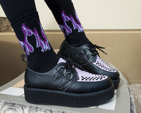 TSK1063 Black Purple & Grey Flame Socks TSK1063-OS