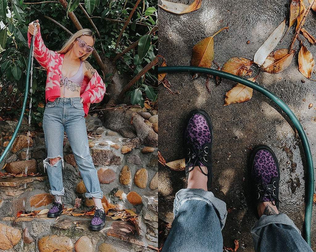 A9690 Black & Purple Leopard D-Ring Sneaker