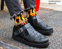 TSK1062 Black Red & Yellow Flame Socks TSK1062-OS