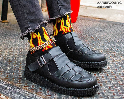 TSK1062 Black Red & Yellow Flame Socks TSK1062-OS