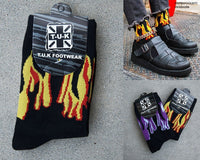 TSK1062 Black Red & Yellow Flame Socks TSK1062-OS
