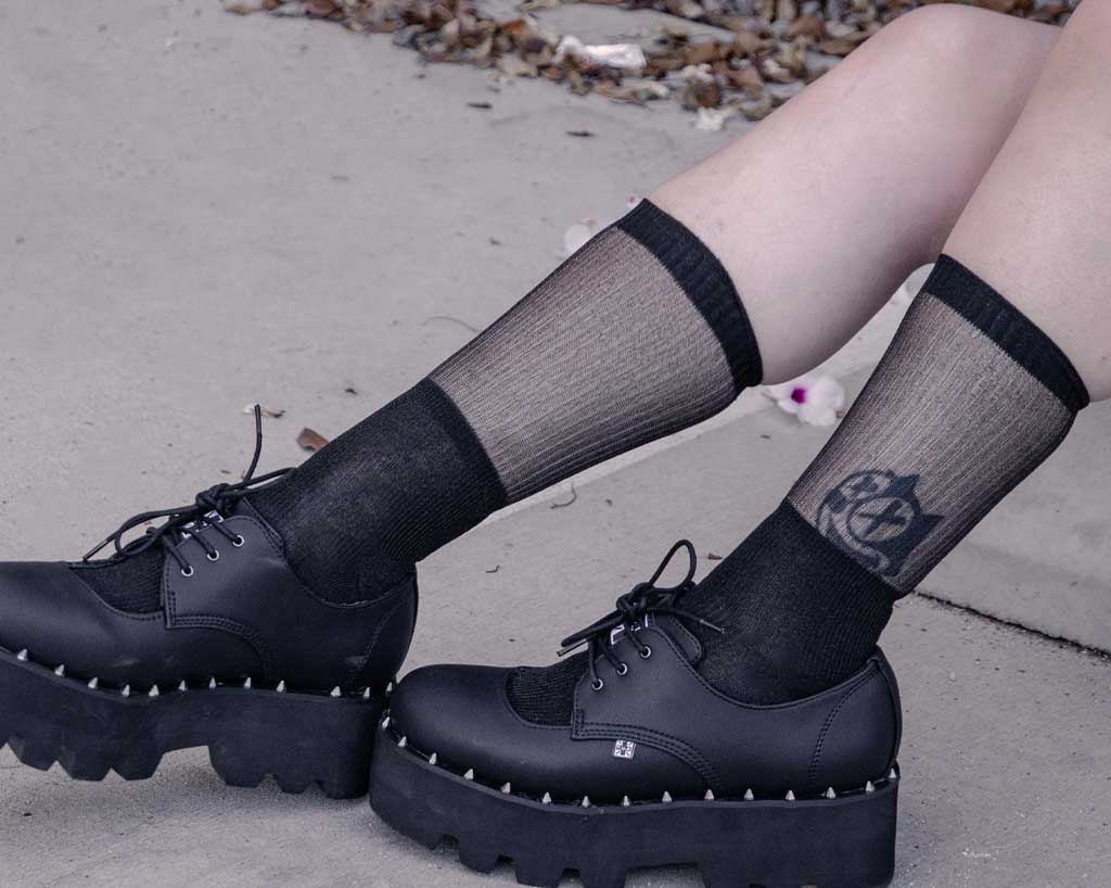 TSK1130 Black Ribbed Glitter Sock TSK1130