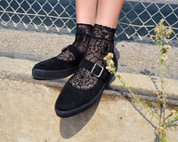 TSK1077 Black Spiderweb Lace Crew Sock TSK1077-OS
