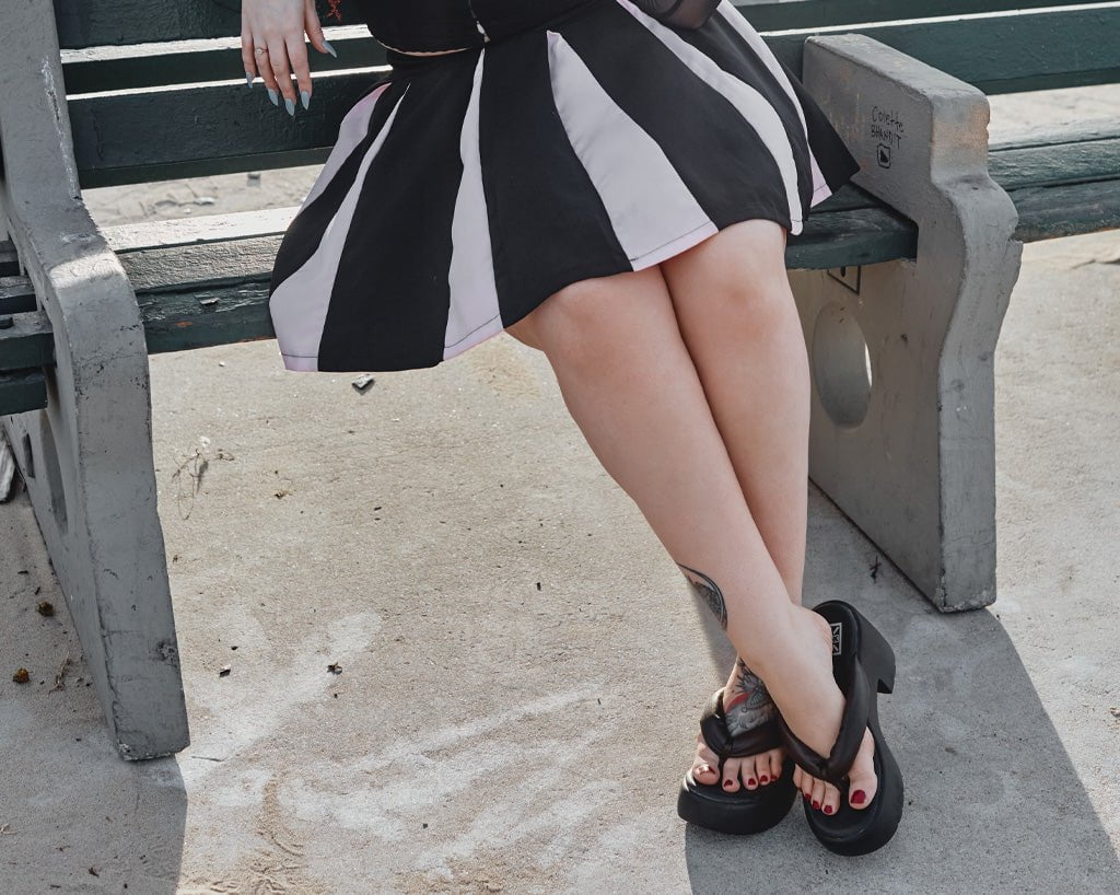 A9960L Black Strappy Bubble Heel