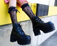 TSK1068 Black Strawberry Lace Kneehigh TSK1068-OS