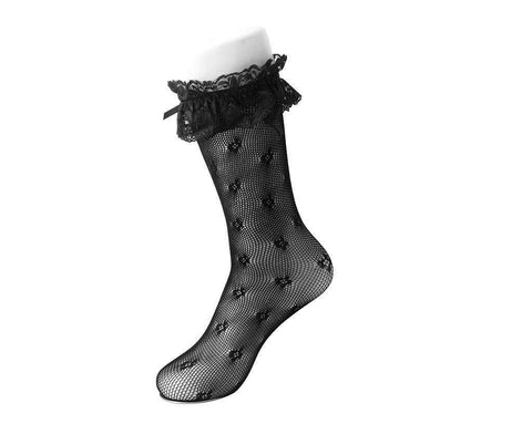 TSK1068 Black Strawberry Lace Kneehigh TSK1068-OS