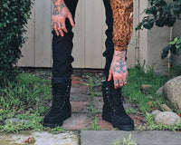 F9710 Black Suede 7-Eye Viva Low Boot