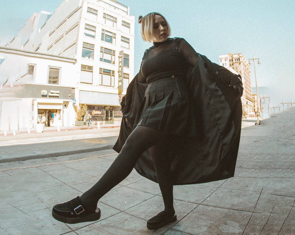V3177L Black Suede Creeper Mule