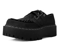 A3051 Black Suede Interlace Double Decker Creeper