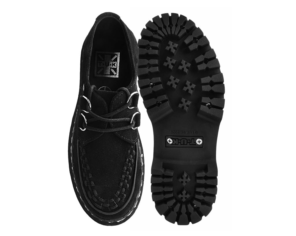 A3051 Black Suede Interlace Double Decker Creeper