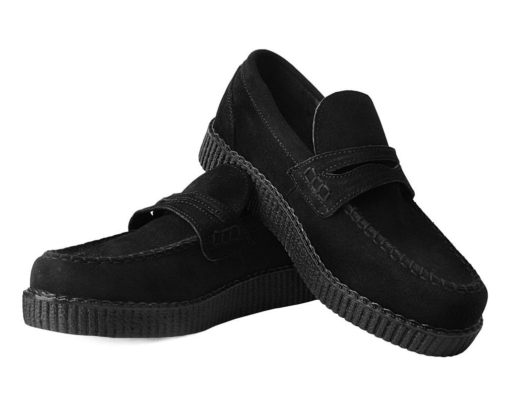 Black Suede Penny Loafer Viva Low Creeper - T.U.K.F9982-03