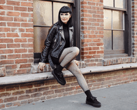 A3136 Black Suede Platform Creeper Sneaker