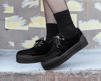A3136 Black Suede Platform Creeper Sneaker