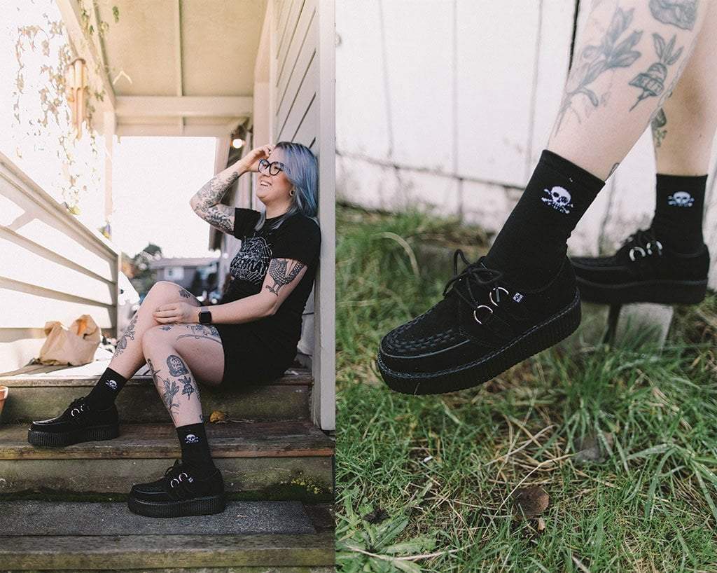 Black Suede Viva Mondo Creepers - T.U.K.V7757-03