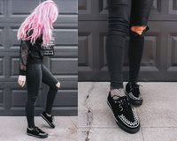 A9182 Black Suede White Interlace Sneaker
