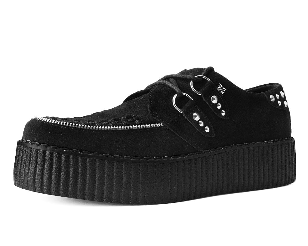 Black Suede Zipper Studded Mondo Creeper - T.U.K.V3075-03