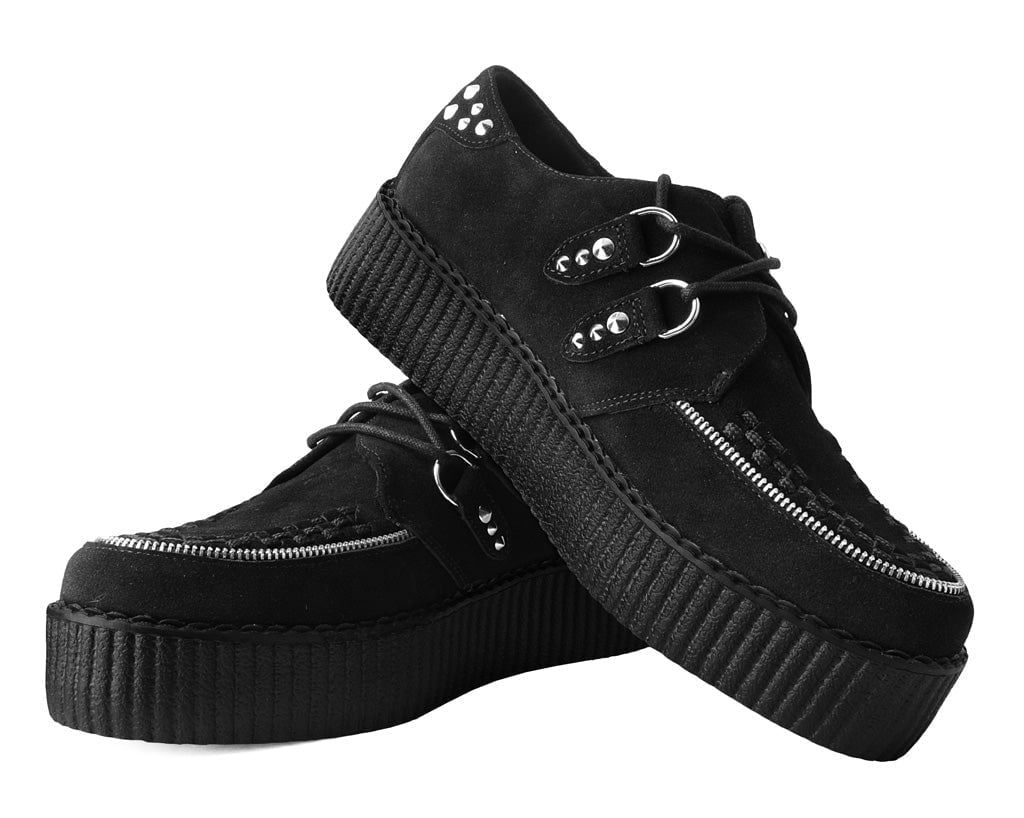 Black Suede Zipper Studded Mondo Creeper - T.U.K.V3075-03
