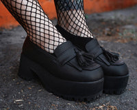A9938L Black TUKskin™ Fringe Loafer Platform