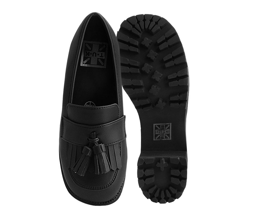 A9938L Black TUKskin™ Fringe Loafer Platform
