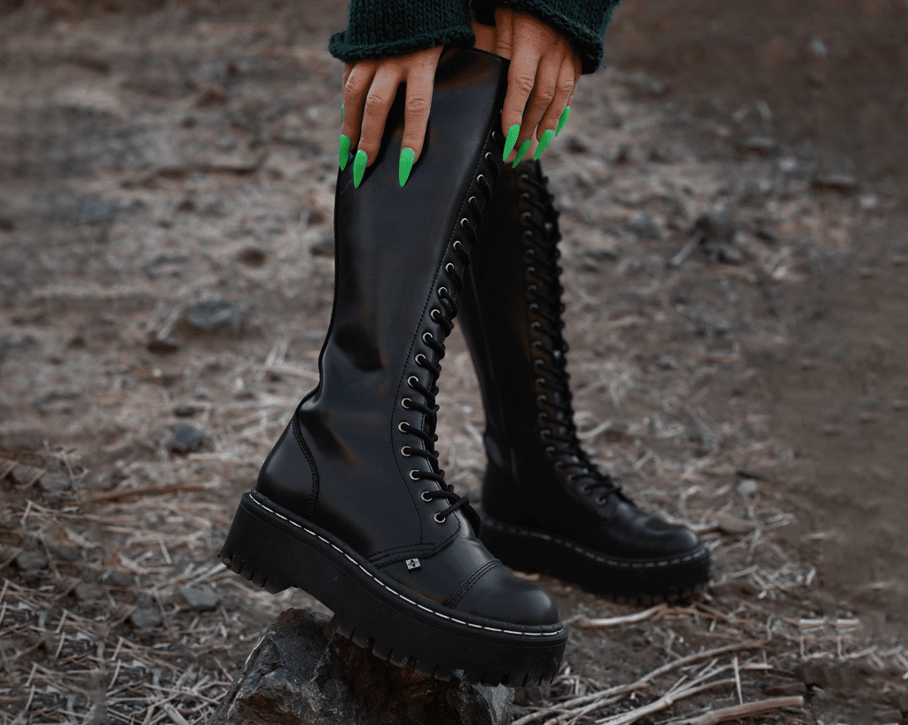 A3117 Black TUKskin™ Knee-high Double Decker Boot