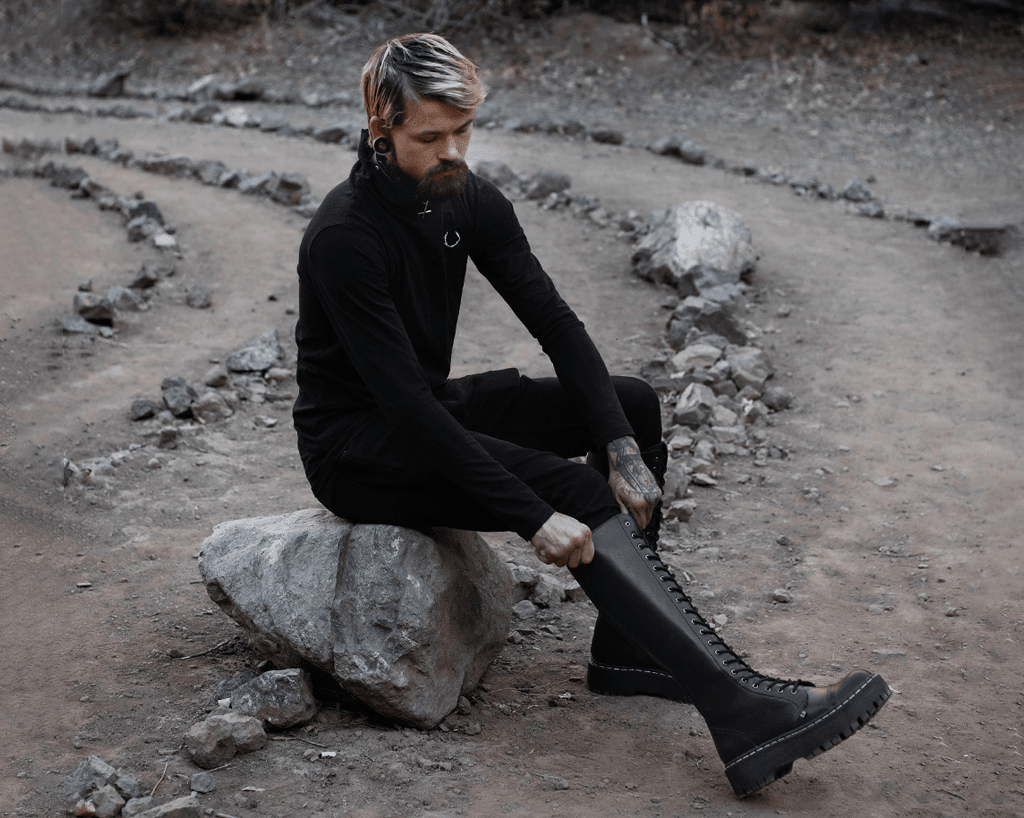 A3117 Black TUKskin™ Knee-high Double Decker Boot