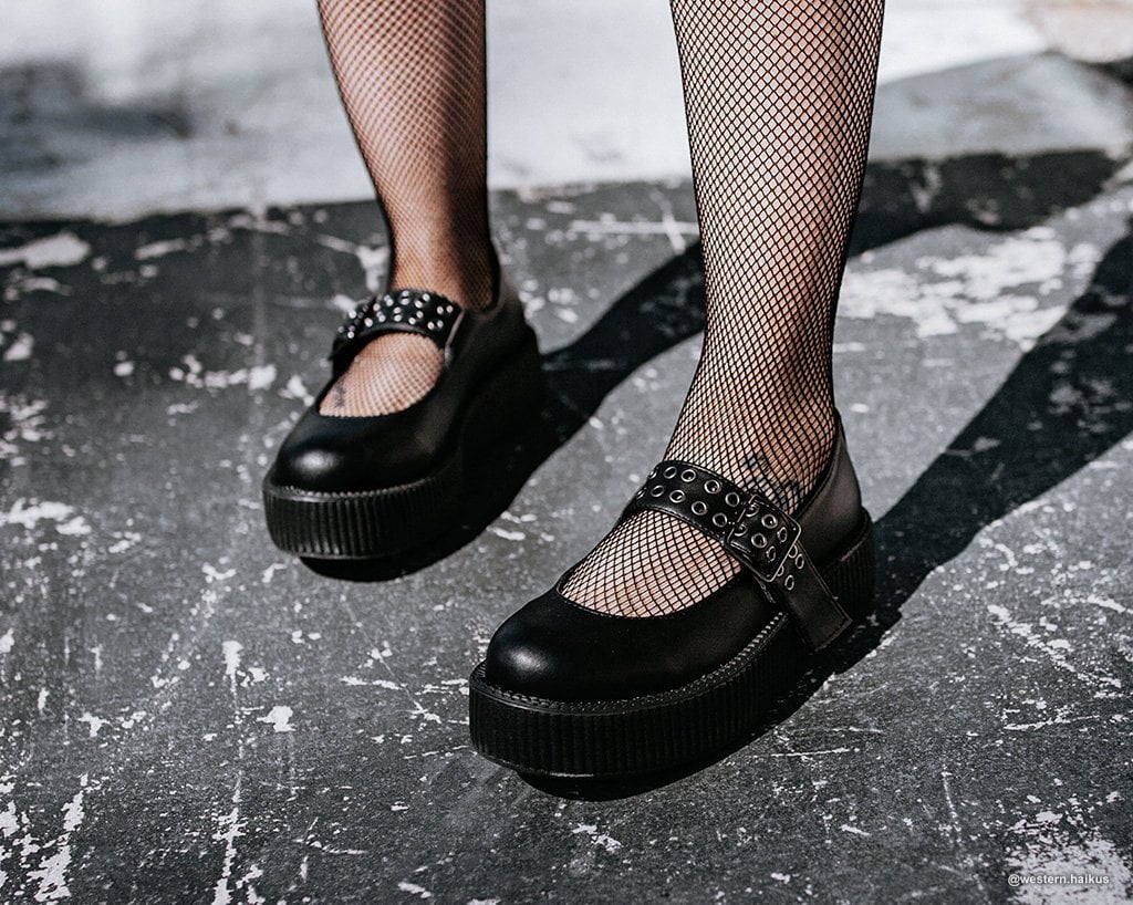 V9595L Black TUKskin™ Mary Jane Viva Mondo Creeper