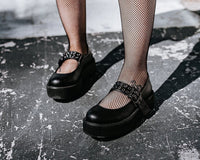 V9595L Black TUKskin™ Mary Jane Viva Mondo Creeper