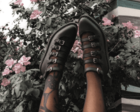 A9417L Black TUKskin™ Multi-Strap Pointed Mary Jane Creeper
