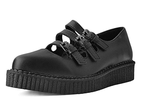 A9733L Black TUKskin™ Pointed 3-Strap Mary Jane
