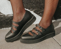A9733L Black TUKskin™ Pointed 3-Strap Mary Jane