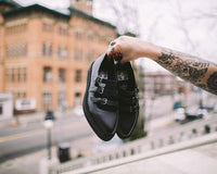 A9733L Black TUKskin™ Pointed 3-Strap Mary Jane