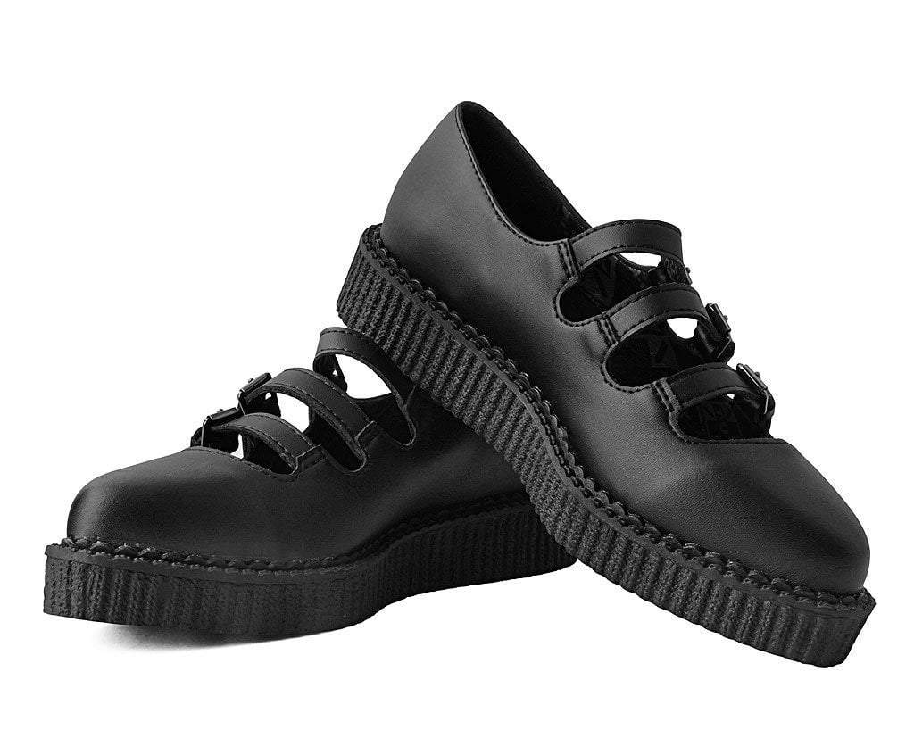 A9733L Black TUKskin™ Pointed 3-Strap Mary Jane