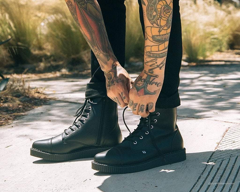 A9636 Black TUKskin™ Pointed Lace Up Boot
