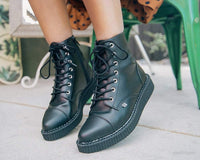 Black TUKskin™ Pointed Lace Up Boot - T.U.K.A9636-03