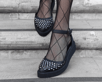 A9575L Black TUKskin™ Pointed Studded Sandal