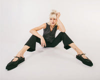 A9769L Black TUKskin™ Spike Strap Pointed Mule