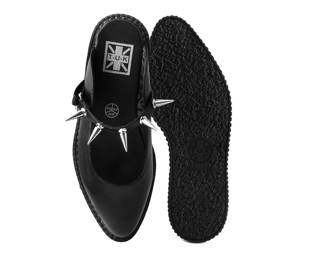 A9769L Black TUKskin™ Spike Strap Pointed Mule