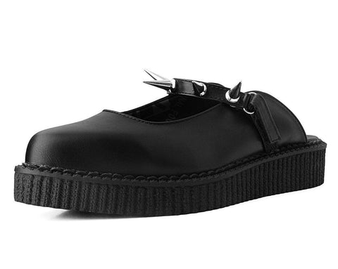A9769L Black TUKskin™ Spike Strap Pointed Mule