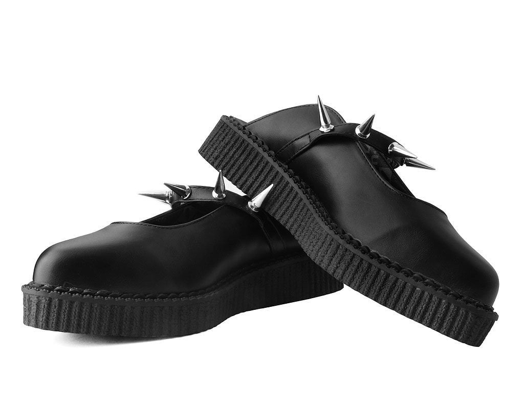 A9769L Black TUKskin™ Spike Strap Pointed Mule
