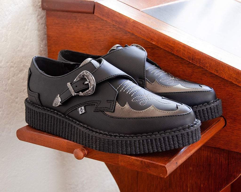 A9847 Black TUKskin™ Western Antique Buckle Pointed Creeper