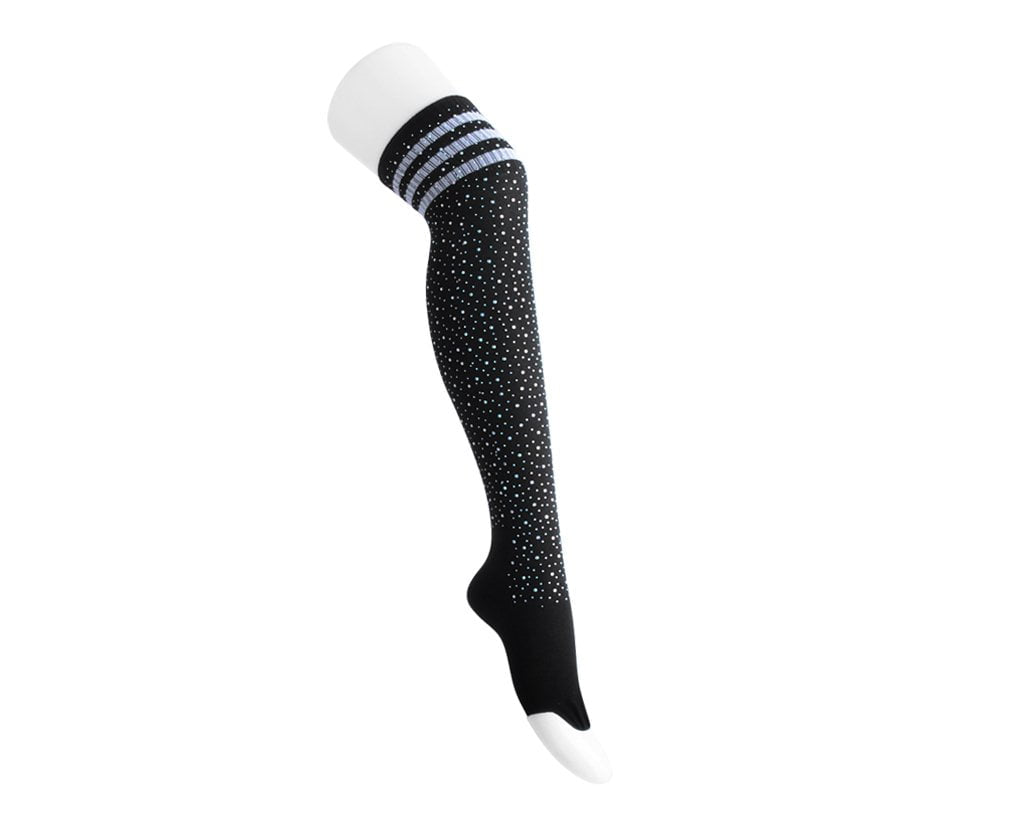 TSK1125 Black Varsity Rhinestone Over-The-Knee Sock TSK1125-OS