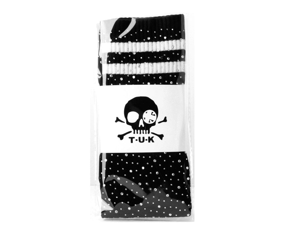 TSK1125 Black Varsity Rhinestone Over-The-Knee Sock TSK1125-OS