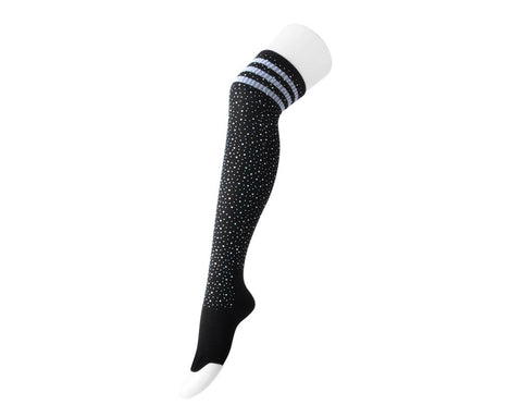 TSK1125 Black Varsity Rhinestone Over-The-Knee Sock TSK1125-OS