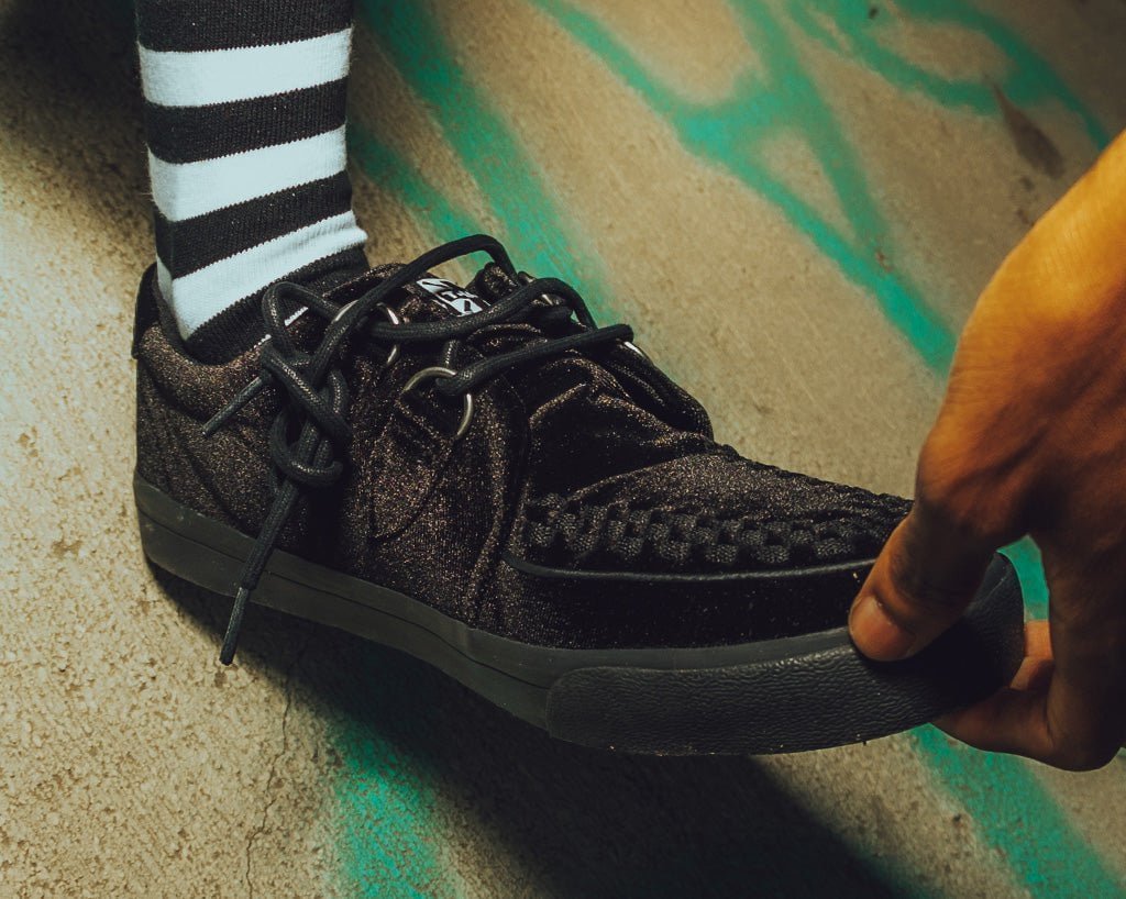 A9983 Black Velvet D-Ring Interlace Sneaker