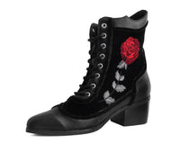 T2313L Black Victorian 8-Eye Rose Pointed Anarchic Heel