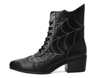 T2312L Black Victorian 8-Eye Spiderweb Pointed Anarchic Heel